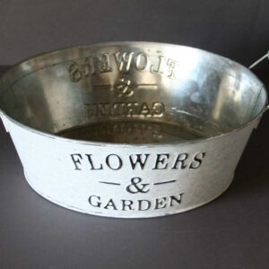 Zink-Schale-Flowers-&-Garden,-shabby,-weiß-gewaschen,-D-=-24-cm,-H-=-8-cm