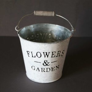 Zink Übertopf Flowers & Garden, shabby, weiß gewaschen, D = 15 cm, H = 13 cm