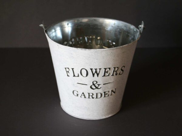 Zink-Übertopf-Flowers-Garden-shabby-weiß-gewaschen-D-16-cm-H-15-cm